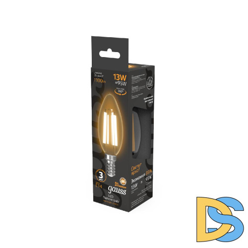 Лампа светодиодная филаментная Gauss E14 13W 2700K прозрачная 103801113