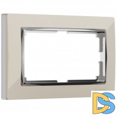 Рамка для двойной розетки (слоновая кость/хром) W0081903