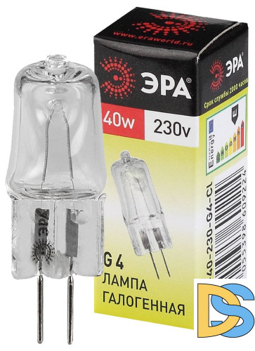 Лампа галогенная Эра G4 40W 3000K G4-JCD-40W-230V-CL C0039280