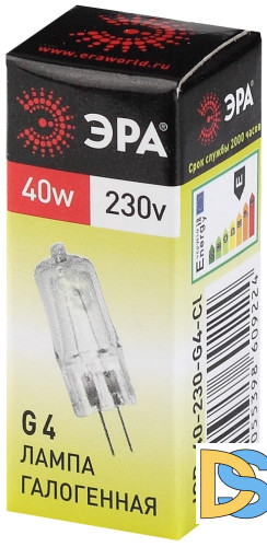 Лампа галогенная Эра G4 40W 3000K G4-JCD-40W-230V-CL C0039280