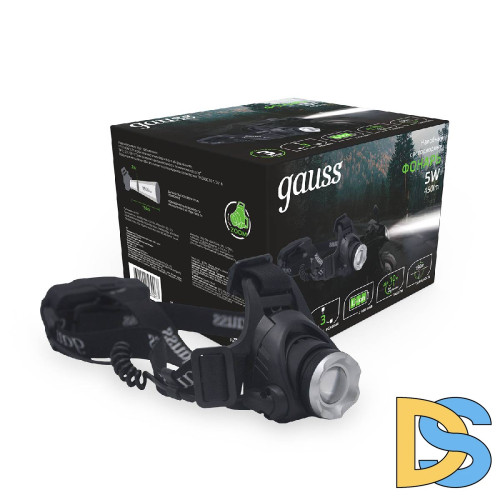 Налобный светодиодный фонарь Gauss аккумуляторный 110х105 450 лм GF407