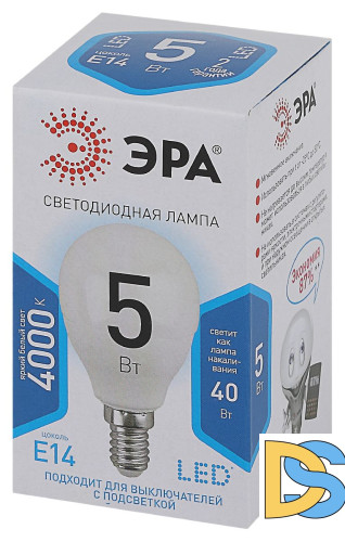 Лампа светодиодная Эра E14 5W 4000K LED P45-5W-840-E14 Б0028487