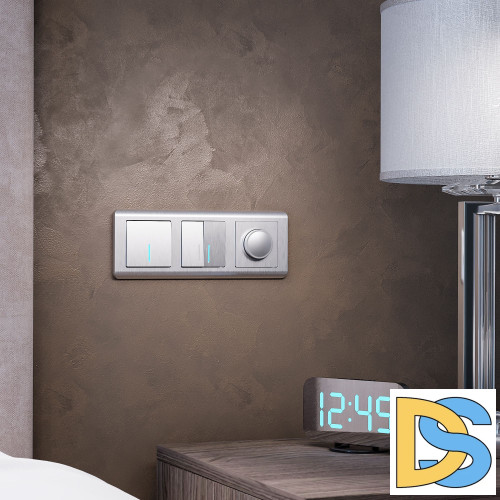 Выключатель одноклавишный Werkel с подсветкой (cеребряный рифленый) W1110109