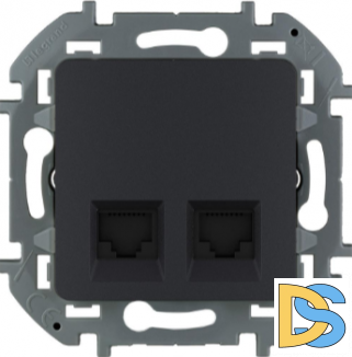 Розетка Legrand Inspiria компьютерная 2-я RG45+RG45 антрацит , 673843