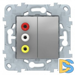 Розетка аудио/видео RCA с тремя гнездами "тюльпан", Алюминий, серия Unica New, Schneider Electric