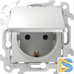 Розетка 1-ая электрическая , с заземлением, крышкой IР44, влагозащищенная, цвет Белый,Simon 24