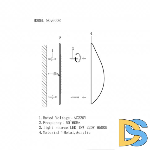 Настенный светильник iLedex Omega 6008W-18W-3000K WH-GL