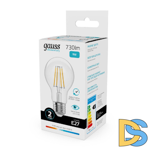 Лампа светодиодная Gauss Filament Elementary E27 9W 4100K 22229