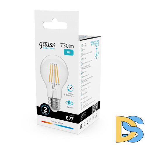 Лампа светодиодная Gauss Filament Elementary E27 9W 4100K 22229