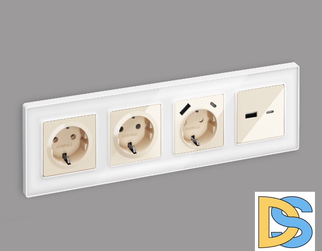 Лицевая панель для розетки 2USB тип A+C Ambrella Volt Alfa AP3110