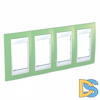 Рамка 4-ая (четверная), Зеленое яблоко/Белый, серия Unica, Schneider Electric