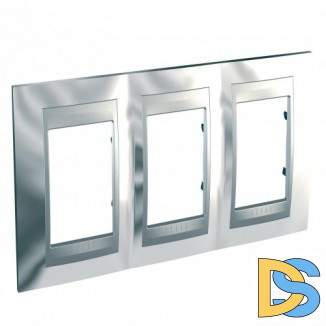 Рамка 3-ая (тройная), Хром/Алюминий (металл), серия UNICA TOP/CLASS, Schneider Electric