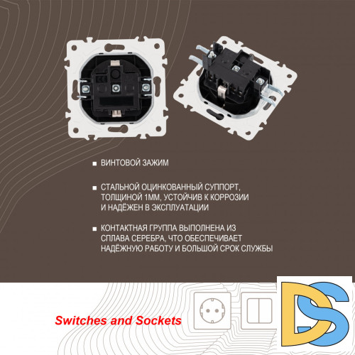 Розетка с заземлением, шторками и защитной крышкой Arte Milano 205.41-1.black