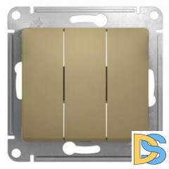 Выключатель 3-клавишный, Титан, серия Glossa, Schneider Electric