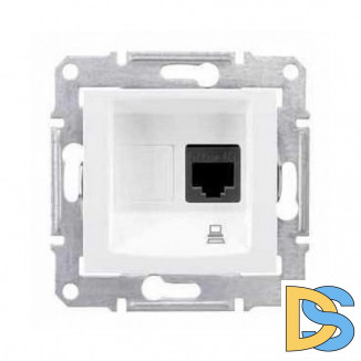 Розетка компьютерная 1-ая кат.5е, RJ-45 (интернет), Белый, серия Sedna, Schneider Electric