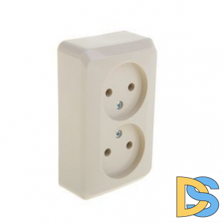 Розетка Этюд двойная без заземления 16А кремовая