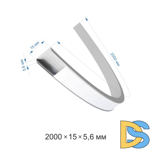 Профиль П-образный гибкий накладной Apeyron ширина ленты до 10мм (рассеиватель, заглушки - 2шт, крепеж - 4шт) 08-35