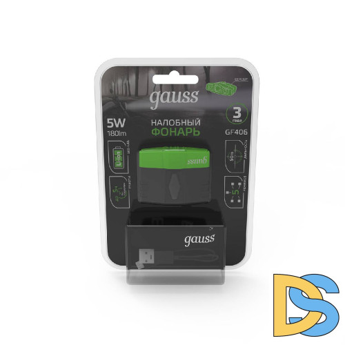 Налобный светодиодный фонарь Gauss аккумуляторный 30х50 180 лм GF406