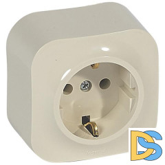 Розетка 2К+З Legrand Quteo 16A 250V с/з слоновая кость 782241