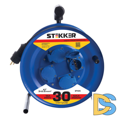 Удлинитель на металлической катушке 4-местный Stekker PRF02-41-30 30м 39296