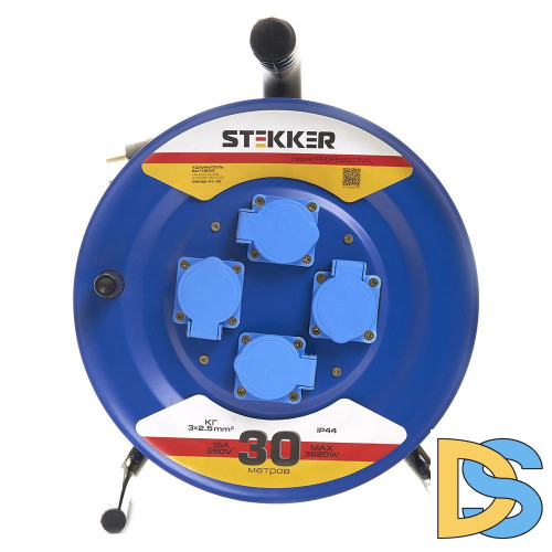 Удлинитель на металлической катушке 4-местный Stekker PRF02-41-30 30м 39296