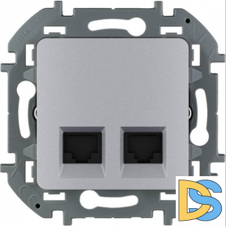 Розетка Legrand Inspiria компьютерная 2-я RG45+RG45 алюминий , 673842