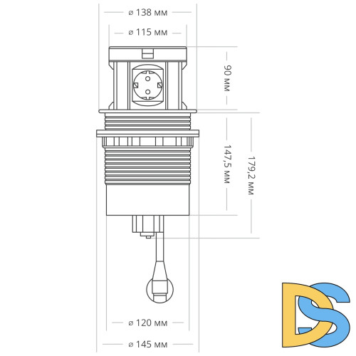 Блок розеток 107J (4 секции, 2 USB и 2 HDMI) Mebax 00-00001170