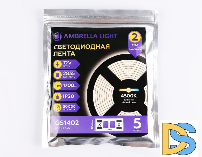 Светодиодная лента Ambrella Light LED Strip 12В 2835 17Вт/м 4500K 5м IP20 GS1402