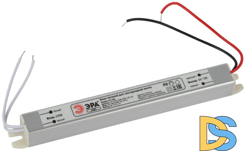 Блок питания Эра 24Вт DC12В 2A IP20 LP-LED-24W-IP20-12V-US Б0061150