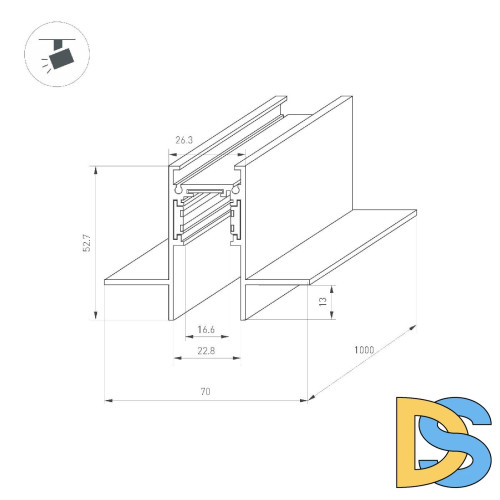Шинопровод встраиваемый магнитный Arlight MAG-ORIENT-TRACK-2653-FDW-3000 (BK, FLAT) 041440