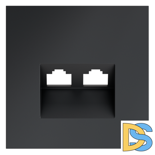 Накладка для розетки компьютерной двойной RJ45+RJ45 кат.6, S70 (графит)