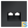 Накладка для розетки компьютерной двойной RJ45+RJ45 кат.6, S70 (графит)