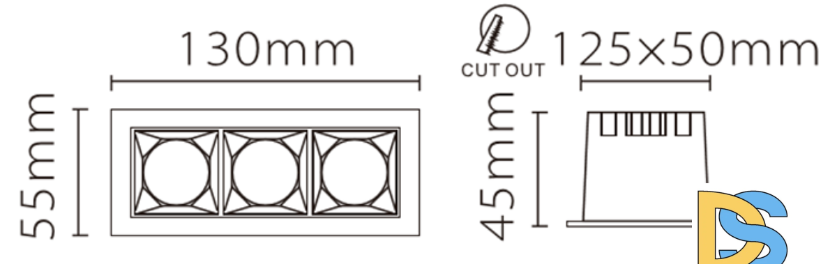 Встраиваемый светильник Fiberli XL003-3T 12130302