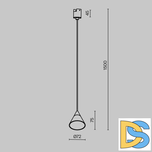 Трековый подвесной магнитный светильник Maytoni Cono TR166-1-7W3K-M-B