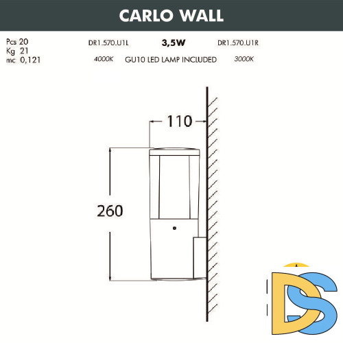 Уличный настенный светильник Fumagalli Carlo DR1.570.000.WXU1L