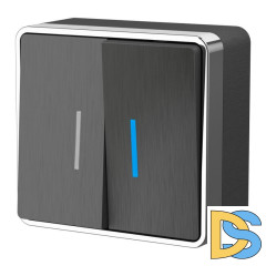 Выключатель двухклавишный с подсветкой Werkel Gallant графит рифленый W5020104 4690389164194