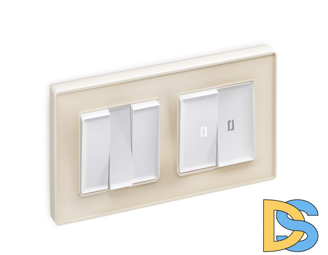 Комплект механизма 2-кл проходного выключателя с подсветкой Ambrella Volt Alfa MA124035