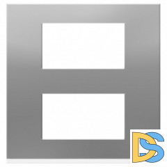 Рамка 2-ая (двойная) вертикальная, Алюминий матовый/Белый, серия Unica Pure, Schneider Electric