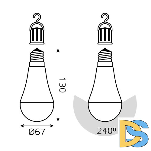 Лампа светодиодная аккумуляторная Gauss E27 10W 3000K матовая 102402100