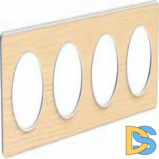 Рамка 4-ая (четверная), Дерево Бук, серия Odace, Schneider Electric