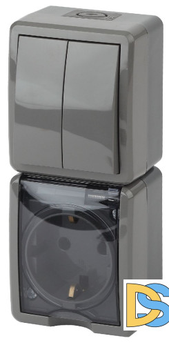 Блок розетка + выключатель двойной Эра 11-7408-03 Б0036007