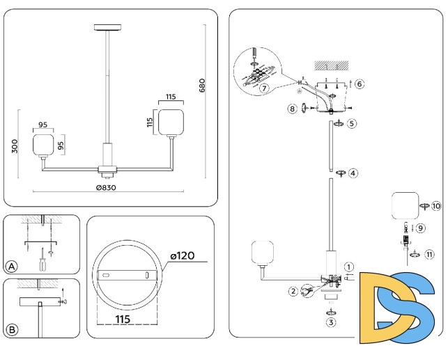 Люстра на штанге Ambrella Light High Light Heigh Light LH53003