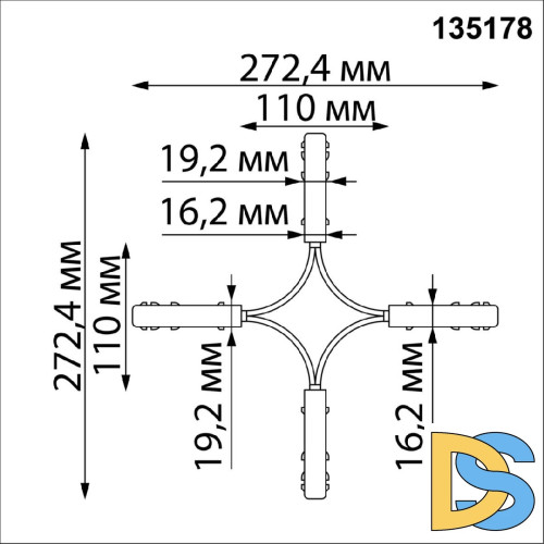 Соединитель гибкий токопроводящий X-образный для низковольтного шинопровода Novotech Flum 135178
