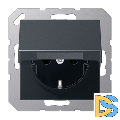 Розетка 2K+З cо шторками и крышкой Jung A1520BFKIKLANM