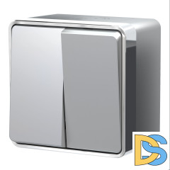 Выключатель двухклавишный Werkel влагозащищенный Gallant (серебряный) W5020206