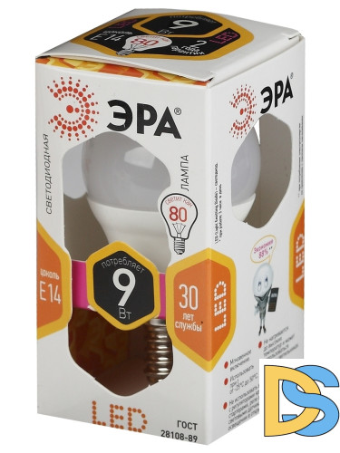 Лампа светодиодная Эра E14 9W 2700K LED P45-9W-827-E14 Б0029041