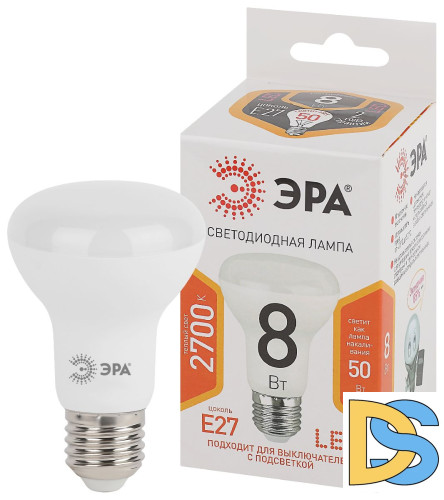 Лампа светодиодная Эра E27 8W 2700K LED R63-8W-827-E27 Б0020557
