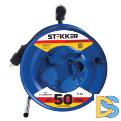 Удлинитель на металлической катушке 4-местный Stekker PRF02-41-50 50м 39297