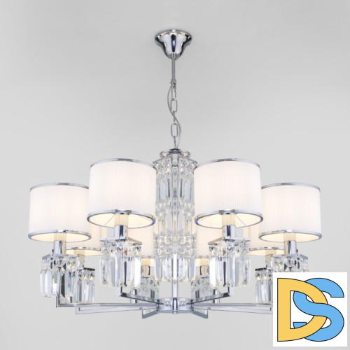 Подвесная люстра Eurosvet Zaffiro 10099/8 хром/прозрачный хрусталь Strotskis (новый абажур)