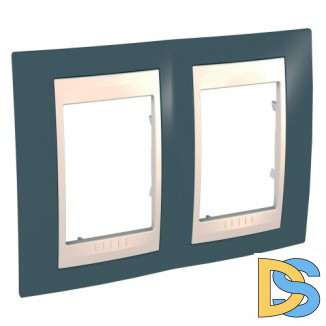 Рамка 2-ая (двойная), Серо-зеленый/Бежевый, серия Unica, Schneider Electric